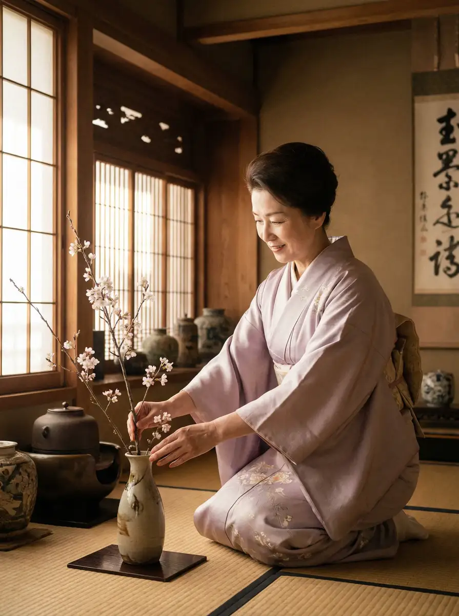 一位优雅的 【里番】里番官网 - 最新资讯里番传媒聚集地 在和室中插花